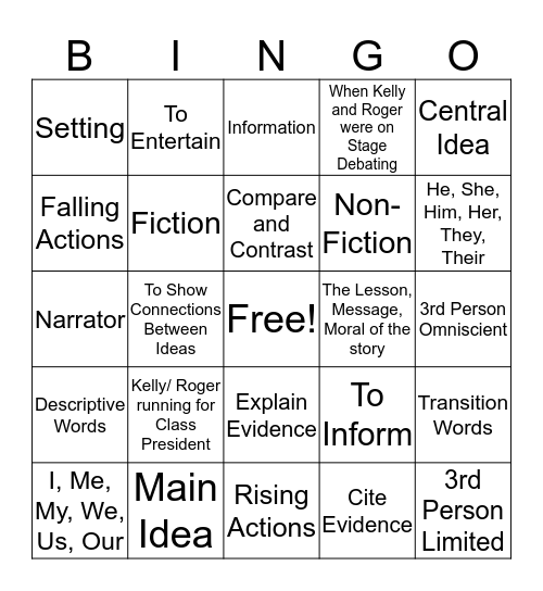 Fiction/Non-Fiction Bingo Card