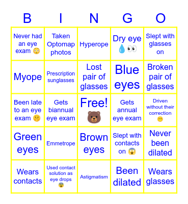 OptoCamp 2022 Bingo! Bingo Card