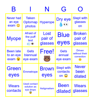 OptoCamp 2022 Bingo! Bingo Card