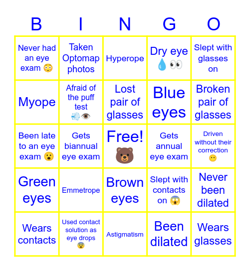 OptoCamp 2022 Bingo! Bingo Card
