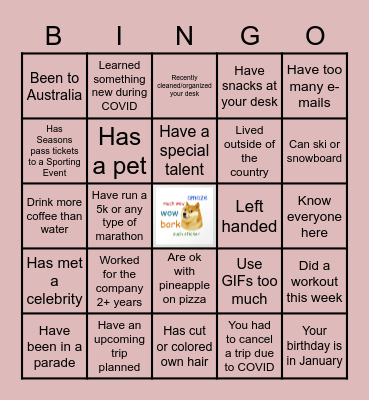 Team questions Bingo Card