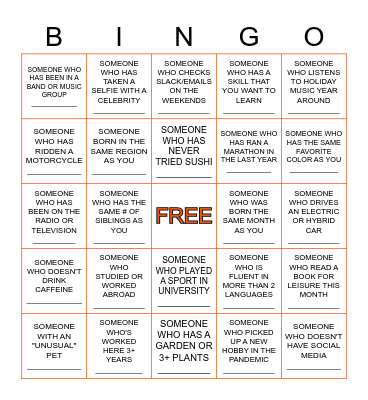 ICEBREAKER BINGO Card