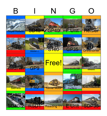 Southeastern Locomotives Bingo Card