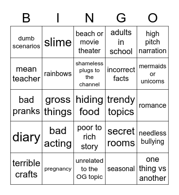 troom troom-style channel bingo Card