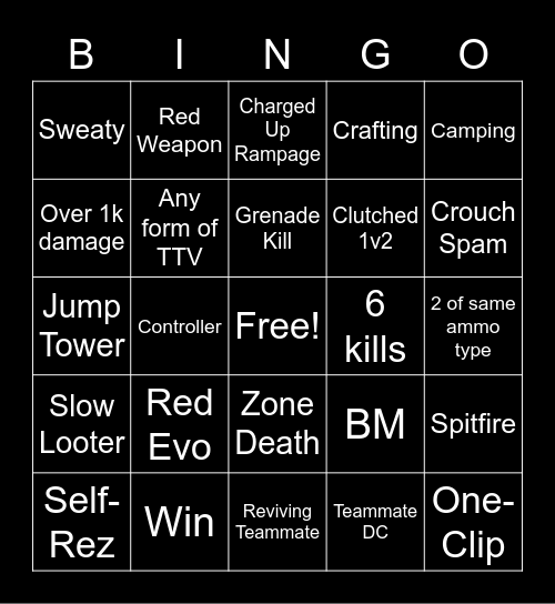 Apex Bingo Card