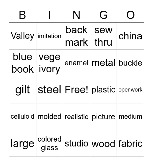 Button Bingo Card