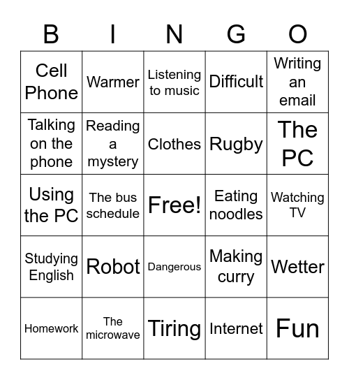 C3 Lesson 16 Bingo Card
