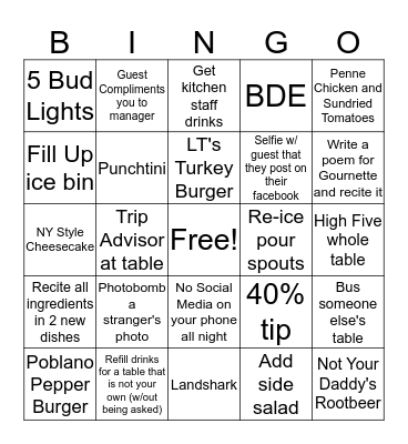 Server Bingo Card