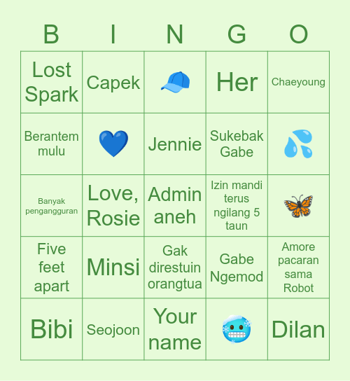 Lia Bingo Card