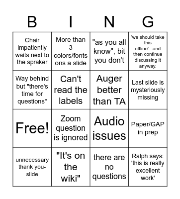Analysis meeting wednesday Bingo Card