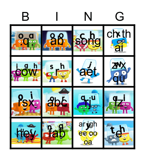 Alphablocks Bingo Phase 3 Bingo Card