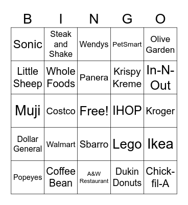 College Store Bingo Card