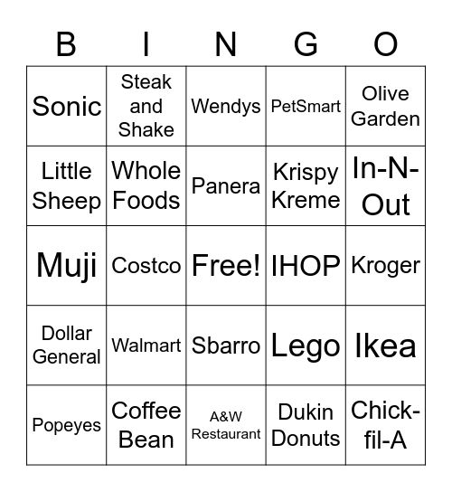 College Store Bingo Card