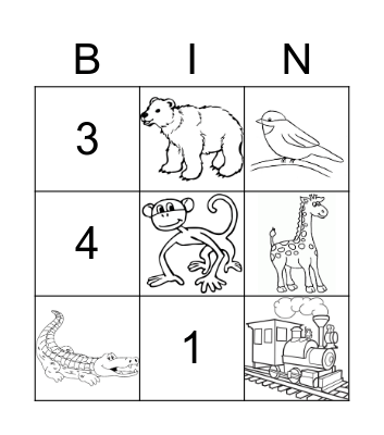 1, 2, 3 TO THE ZOO Bingo Card