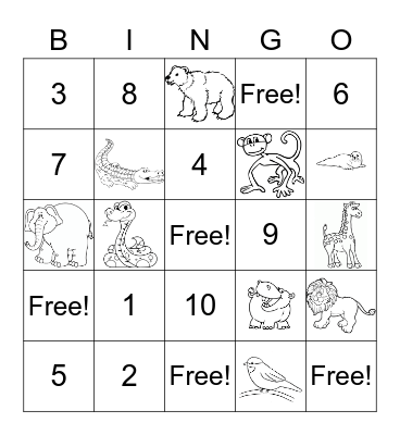 1, 2, 3 TO THE ZOO Bingo Card