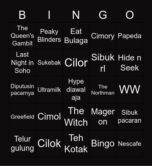 Yiting Bingo Card