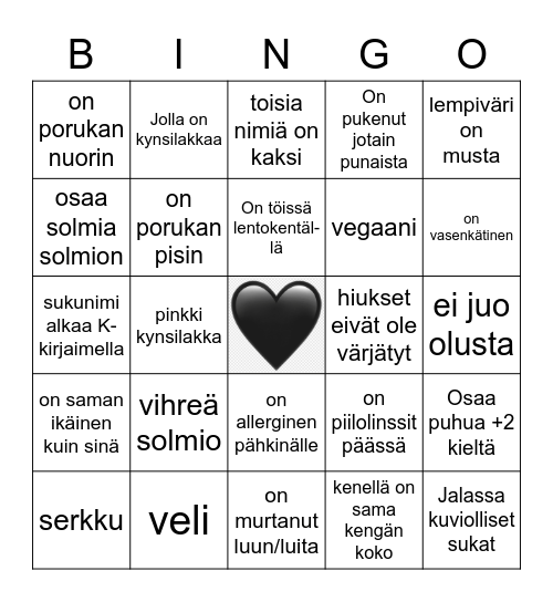 LÖYDÄ VIERAS Bingo Card