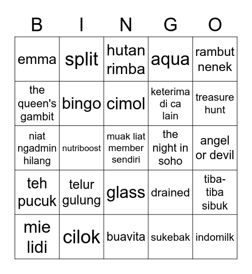 jongseo Bingo Card