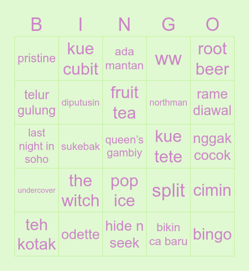 jens’ Bingo Card