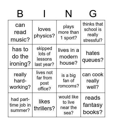 In your class who... Bingo Card