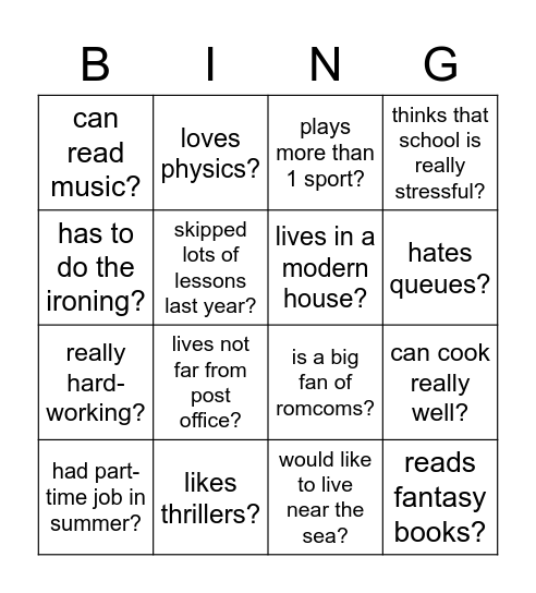 In your class who... Bingo Card