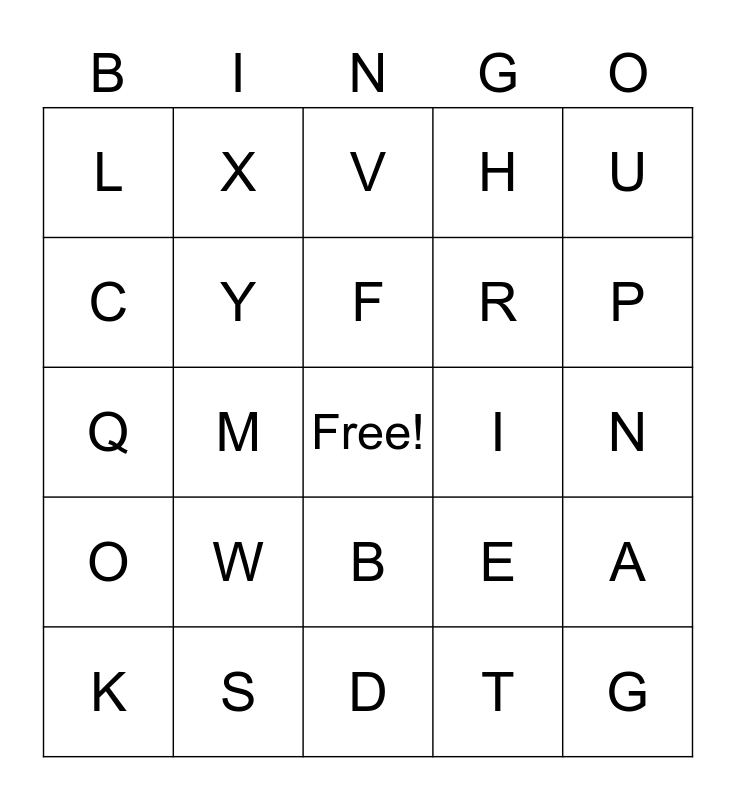 Alphabet Bingo Card