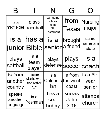 FCA Bingo Card