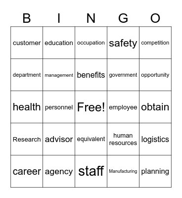 Administrative English 1b Bingo Card