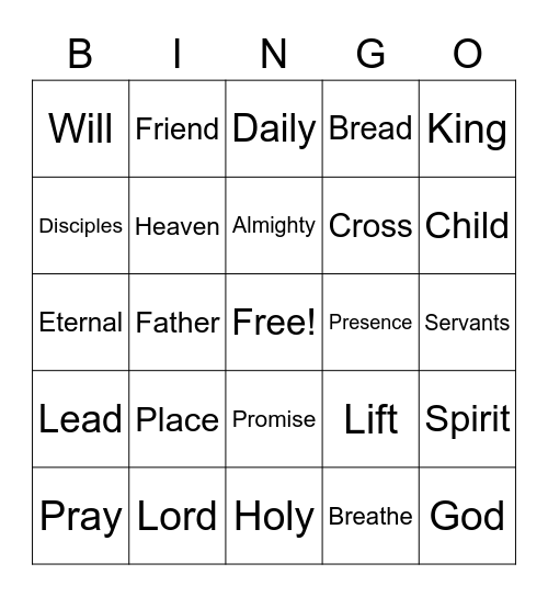 July 24 Worship Words (Listen for words during worship and mark them) No prizes - just for fun Bingo Card