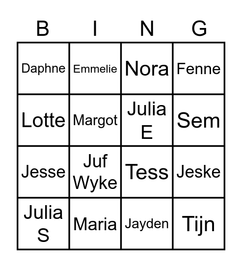 Groep 6 bingo! Bingo Card