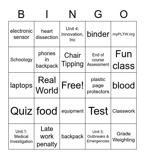 2022 -2023 PBS Syllabus Bingo Card
