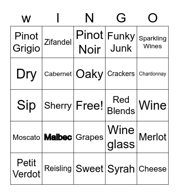 Wine Bingo Time! Bingo Card