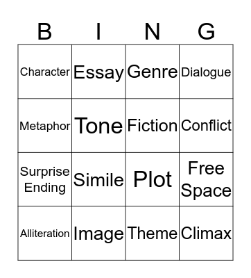 Vocab Bingo Card