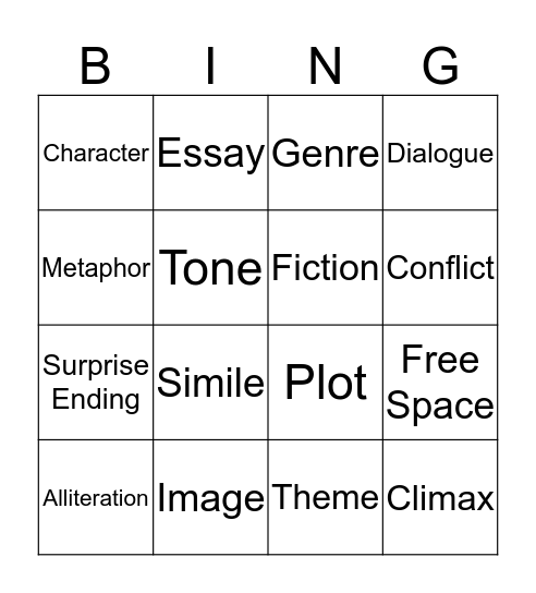 Vocab Bingo Card