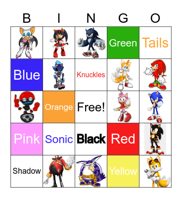 Sonic Hedgehog Bingo Card