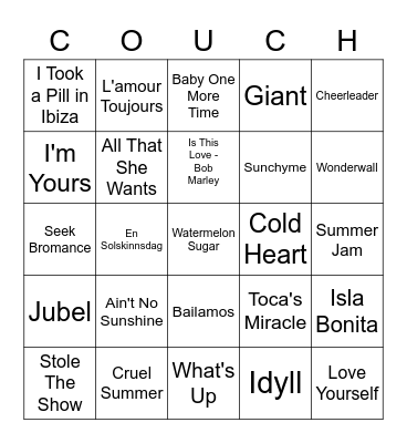 Music Bingo pt 4 SUMMER EDITION Bingo Card