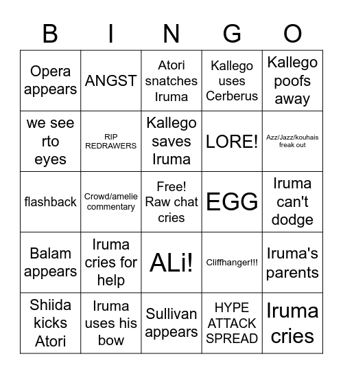 ANGST Bingo Card