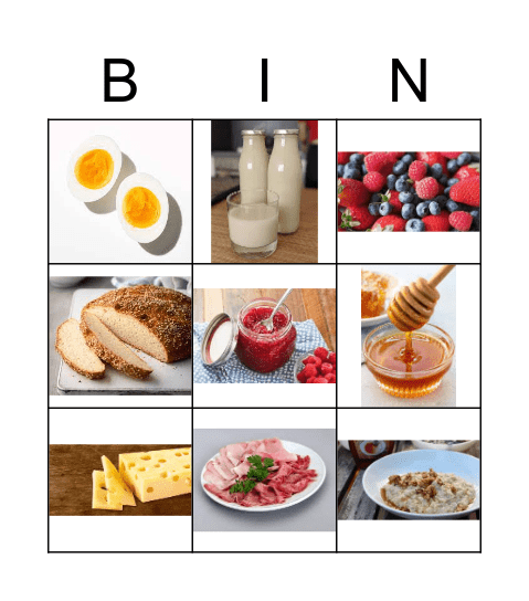 Breakfast Bingo Card