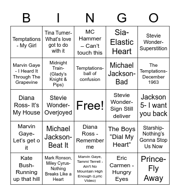 Music Bingo Card