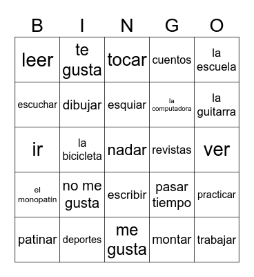 Spanish 1 - capítulo 1A vocab Bingo Card