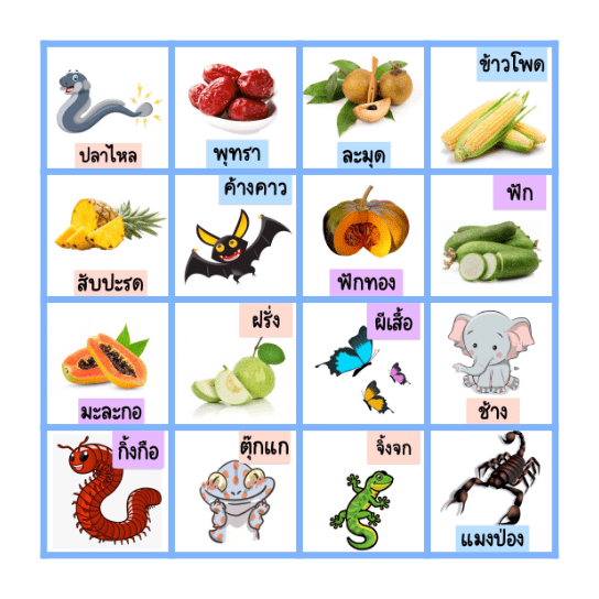 บิงโกภาษาถิ่น Bingo Card