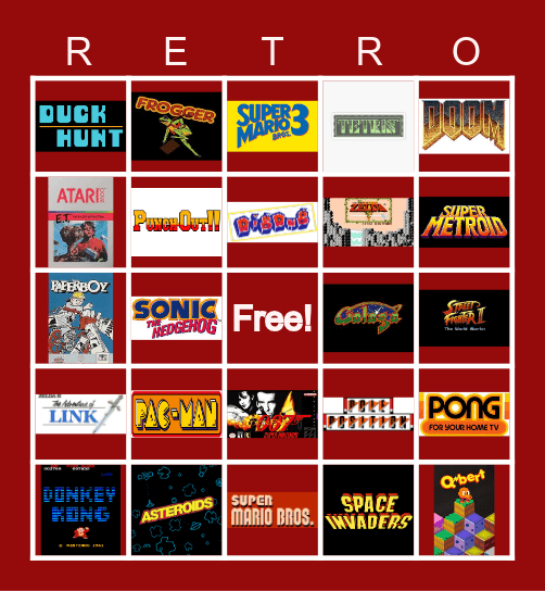 Retro Video Game Music Bingo Card
