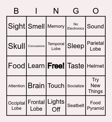 Brain Bingo Card