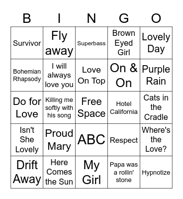 Music Bingo Card