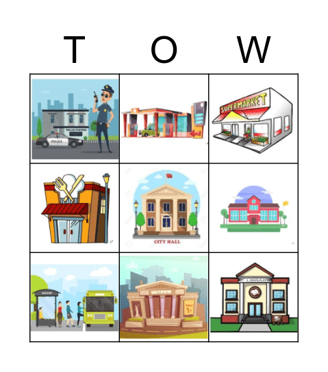 Places in Town Bingo Card