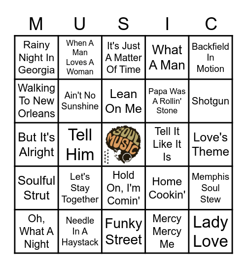 SWEET SOUL MUSIC Bingo Card