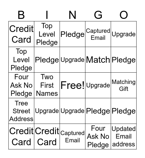 Monday Bingo Card