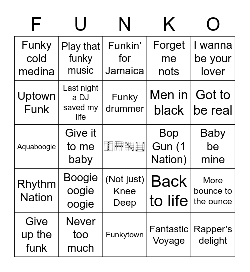 Jukebox Bingo 112221 Funk Bingo Card