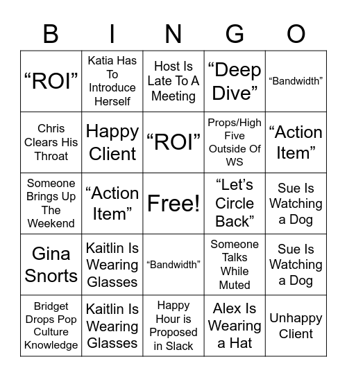 Paid Team Bingo Card