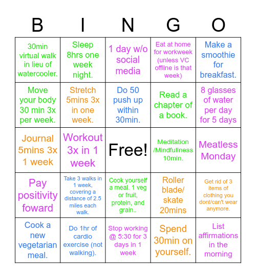 VC Wellness & Balance Bingo Card